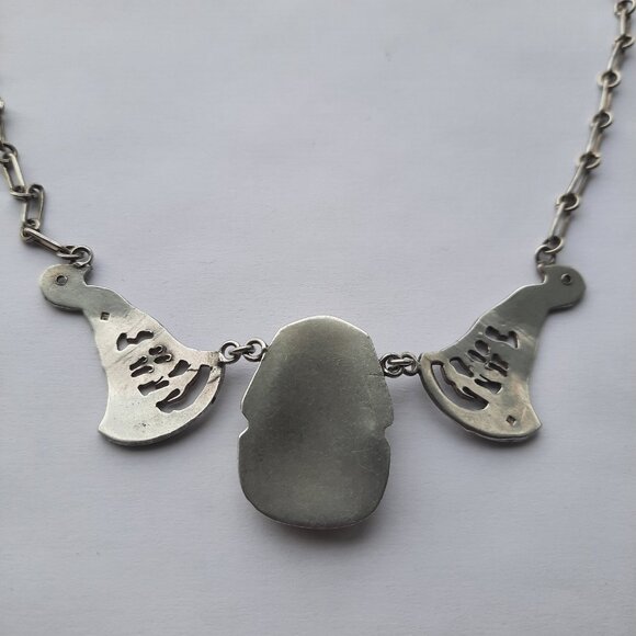 Vintage Egyptian Revival 800 Silver Statement Necklace Pharoah King Tut Art Deco - Picture 7 of 13